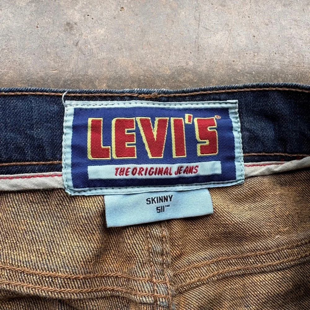 Levis Skinny Jeans Mens Dark Wash Denim‎ Selvedge Detail Blue Pants